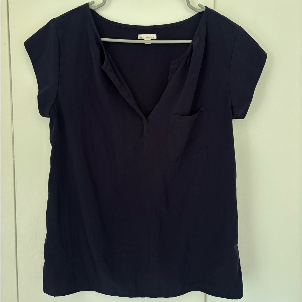 Satin Navy Blue Top